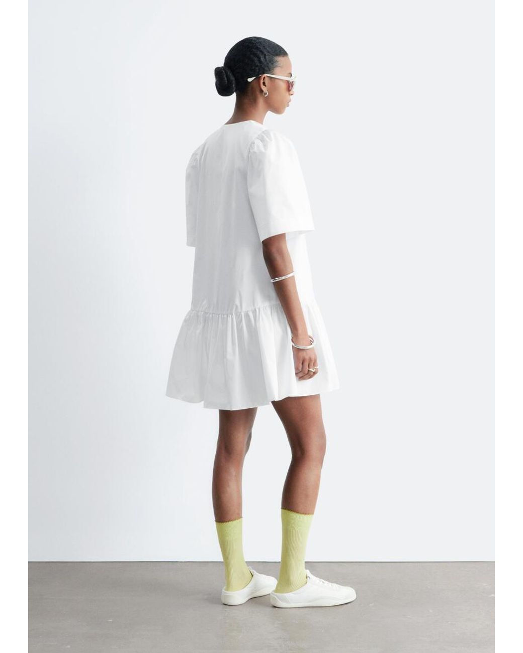 & Other Stories White Peplum Mini Dress