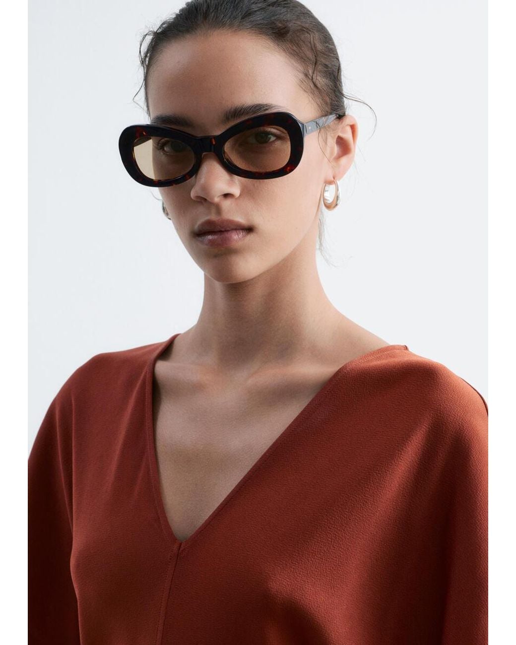& Other Stories Red V-Neck Maxi Dress