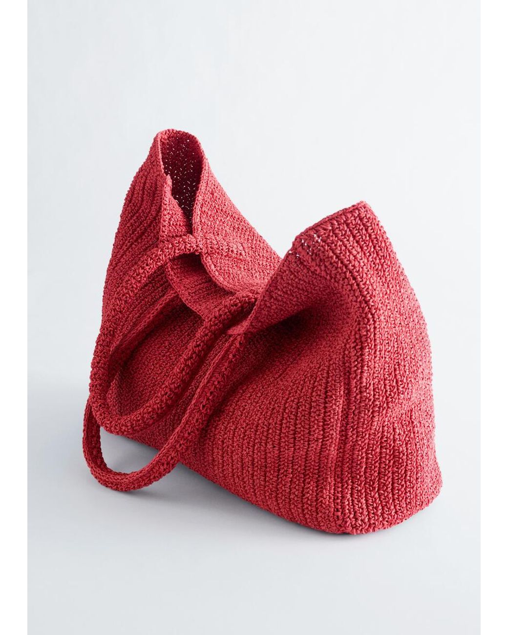 & Other Stories Red Straw Tote Bag