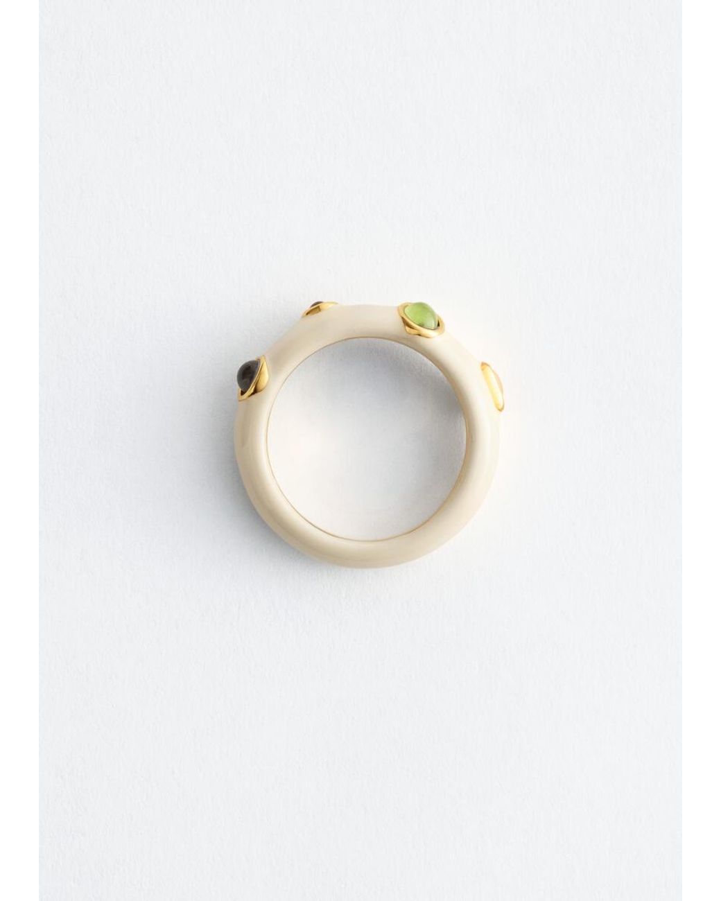 & Other Stories White Multi-Coloured Brass Ring