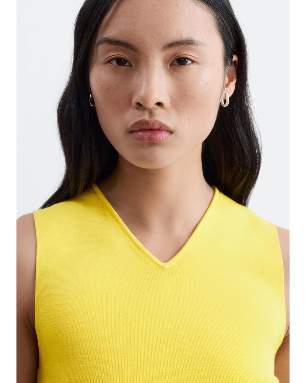 & Other Stories Yellow Sleeveless V-Neck Knitted Top