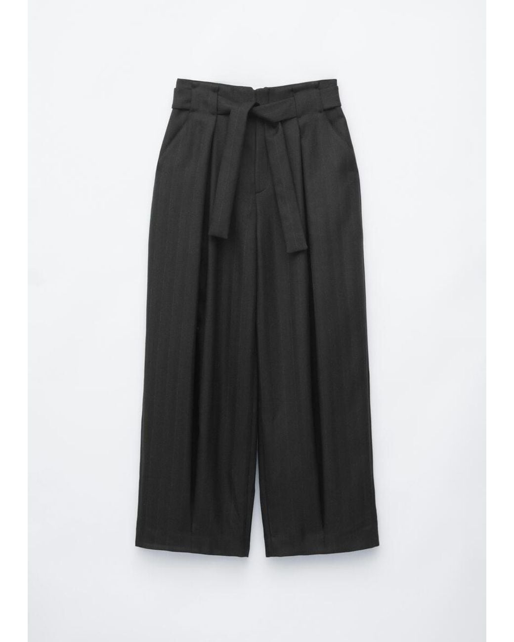 & Other Stories Black Paperbag Wool Trousers