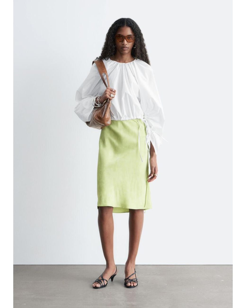& Other Stories White Sculptural Drawstring Blouse