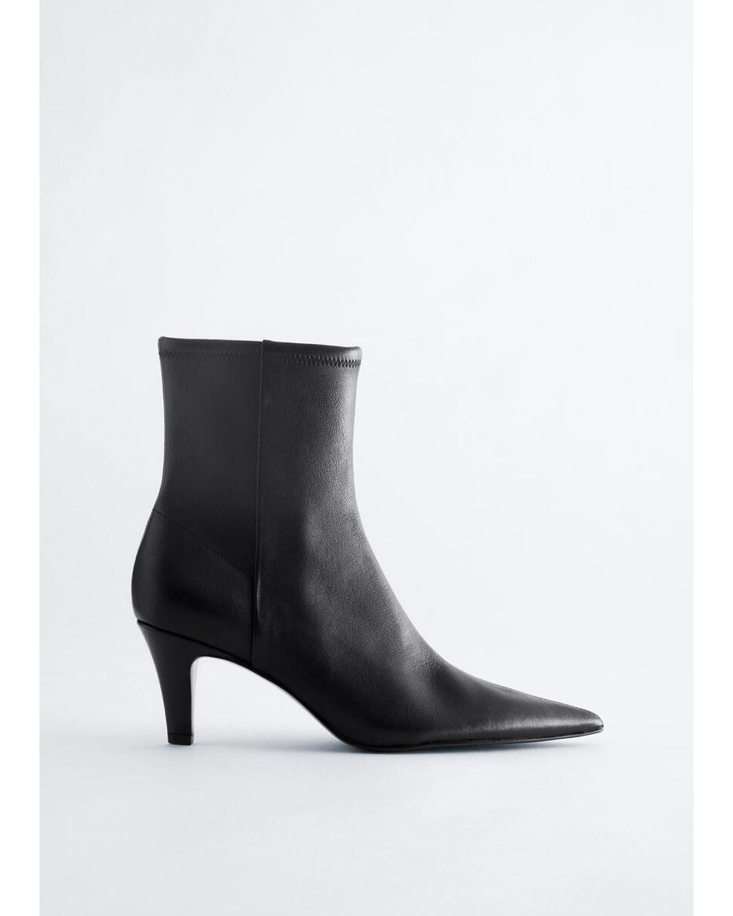 & Other Stories White Pointed Toe Leather Ankle Boots