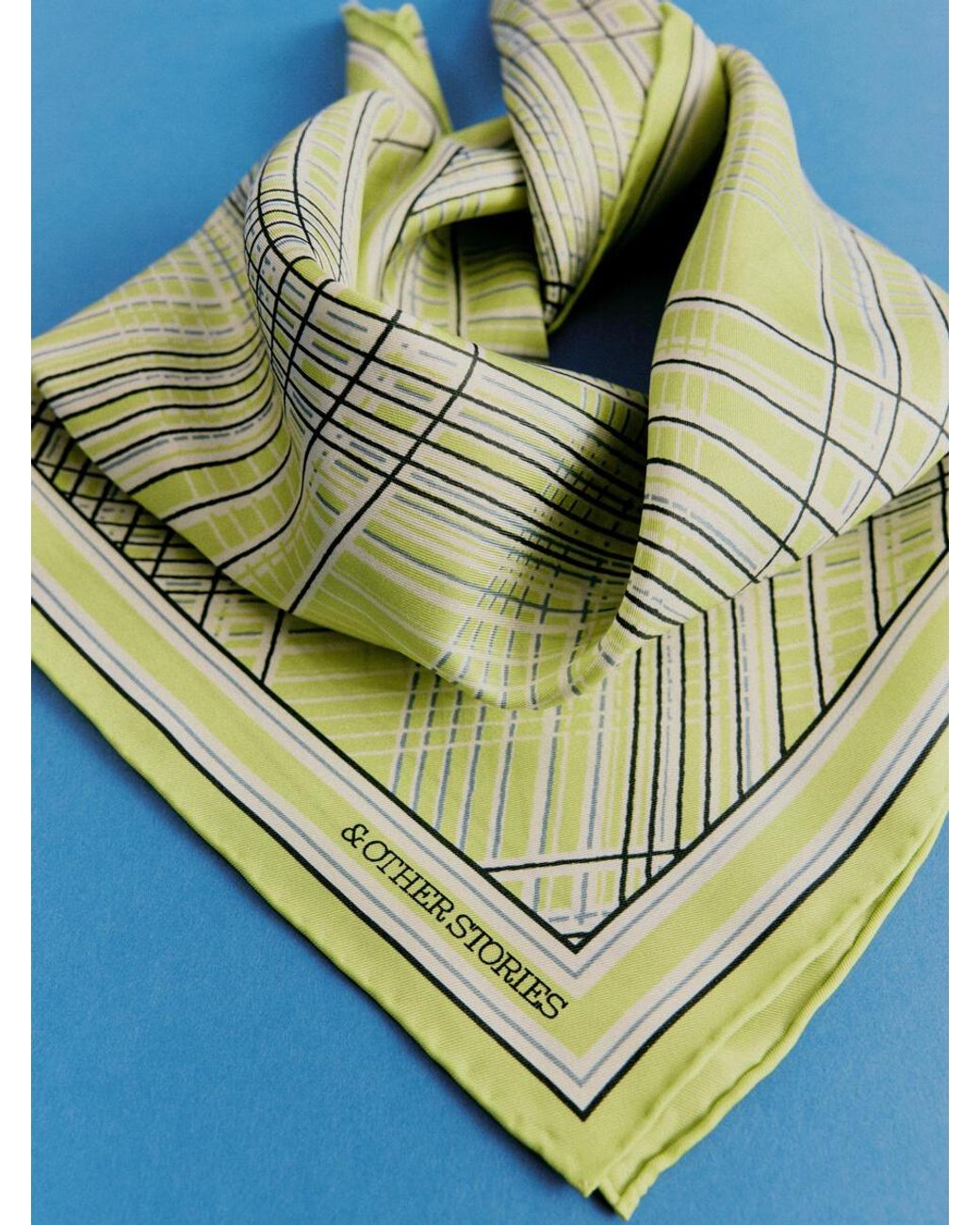 & Other Stories Yellow Printed Silk Scarf