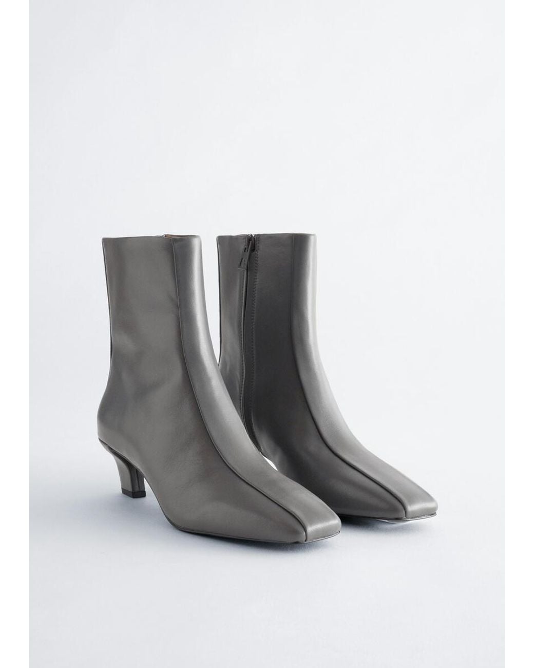 & Other Stories Black Kitten Heel Leather Ankle Boots