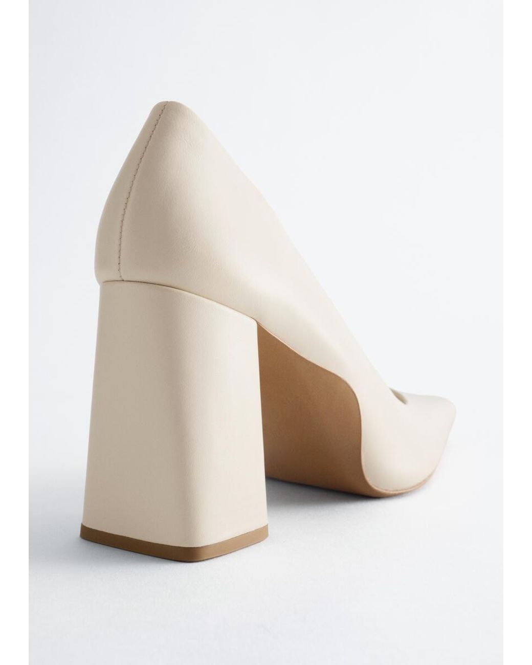 & Other Stories Gray Block-Heel Leather Pumps