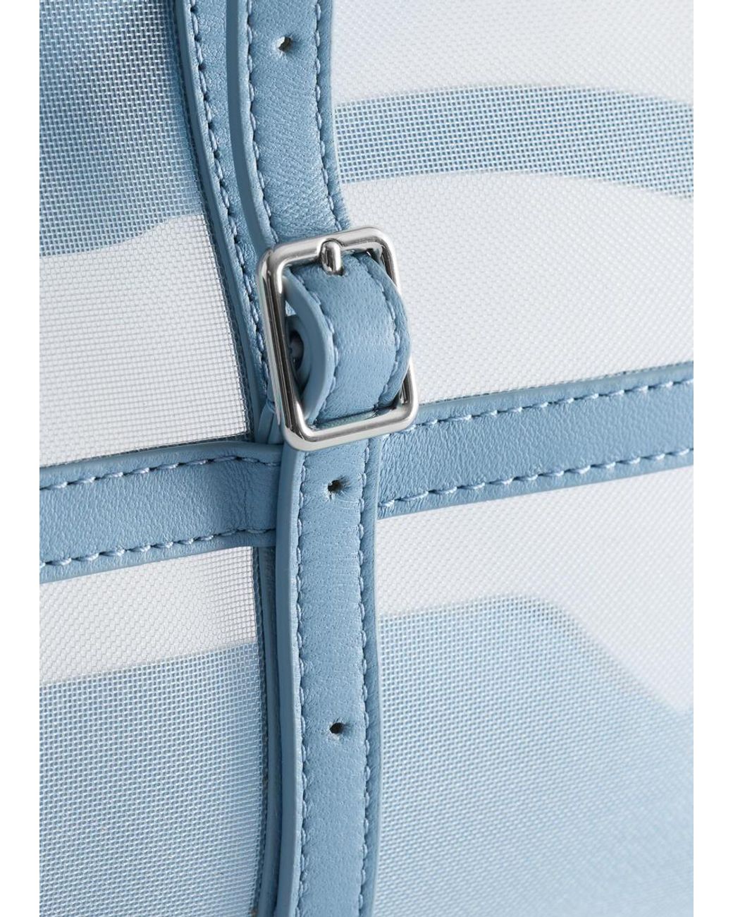 & Other Stories Blue Leather-Trimmed Mesh Tote Bag
