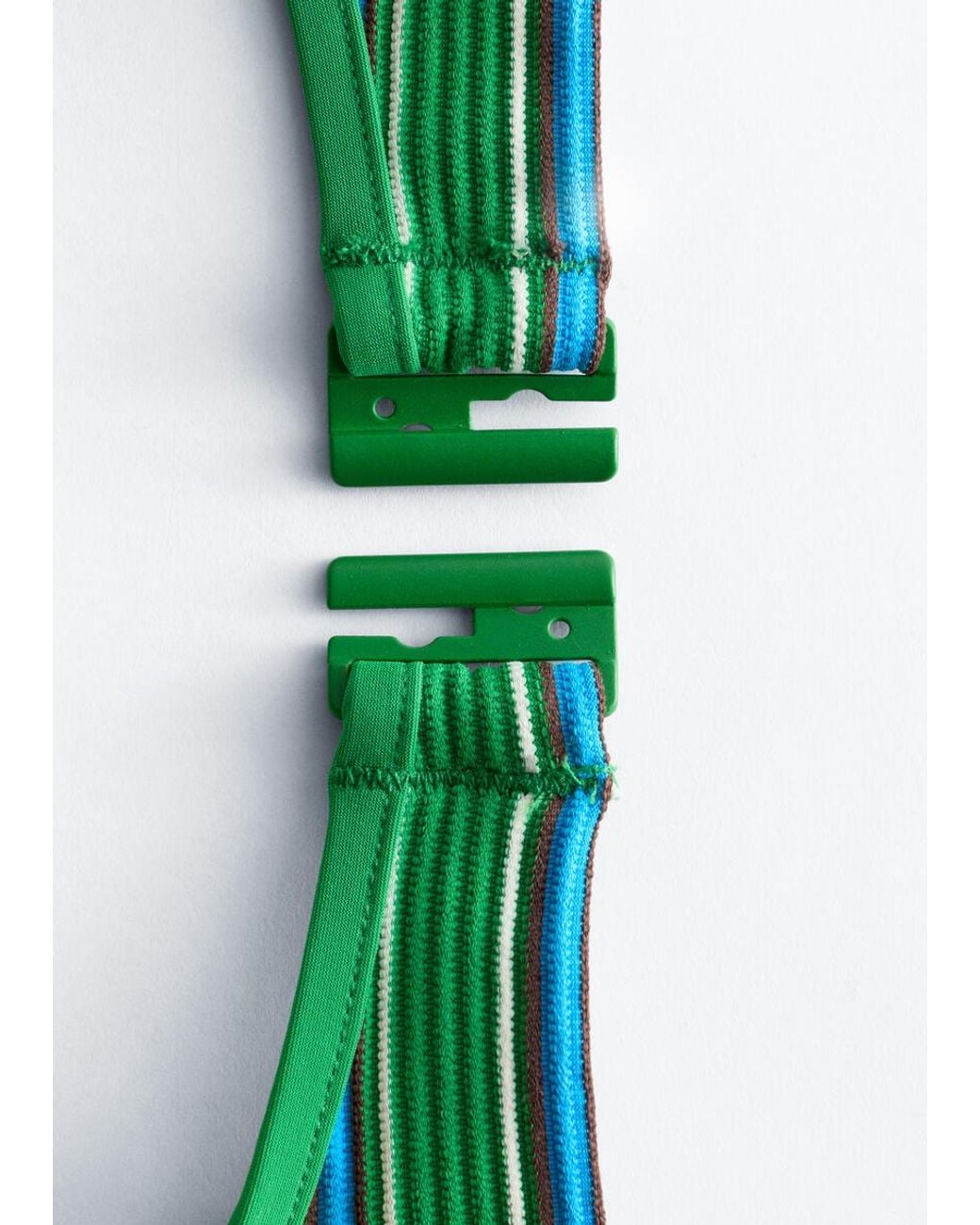 & Other Stories Green Striped Bikini Top