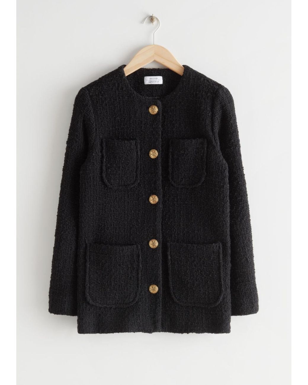 & Other Stories Gold Button Tweed Jacket in Black Lyst