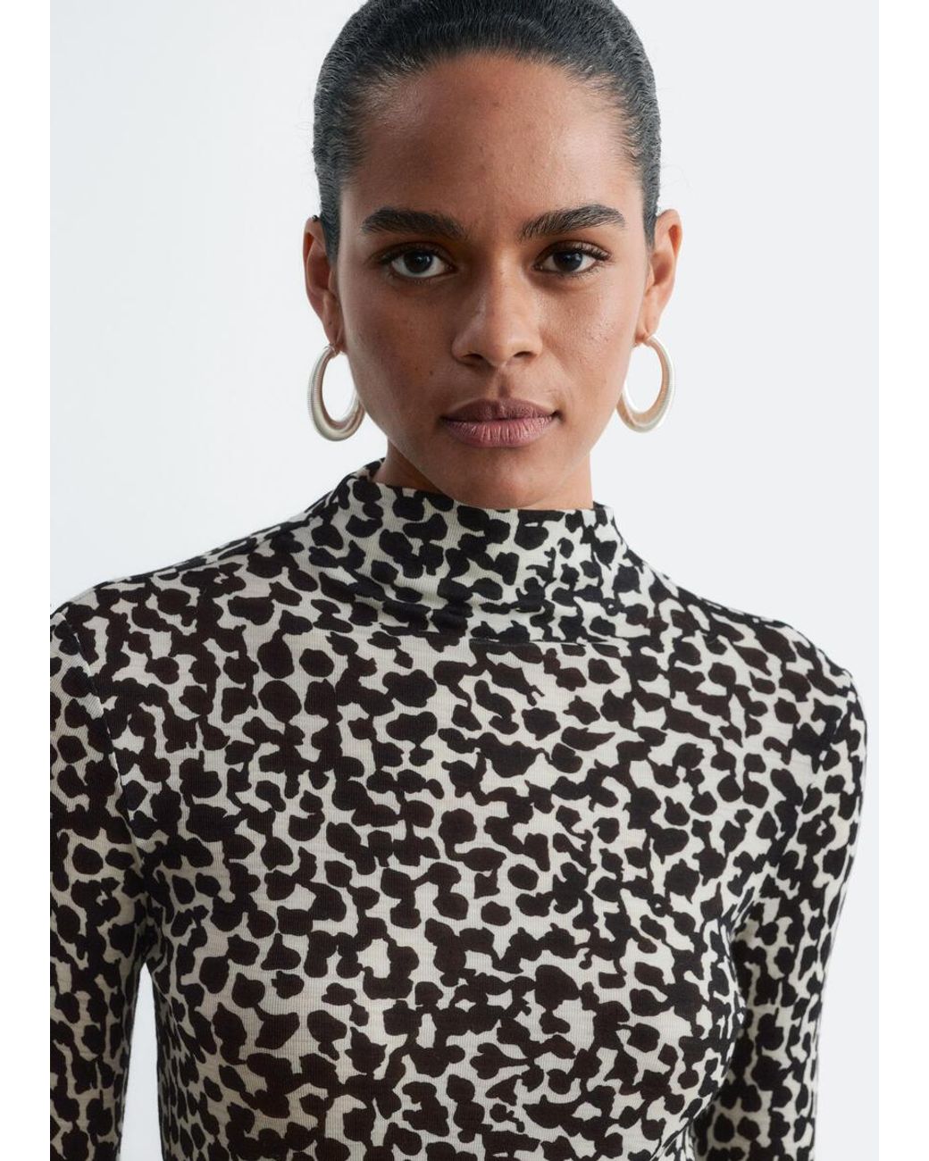 & Other Stories Black Wool Mock-Neck Top
