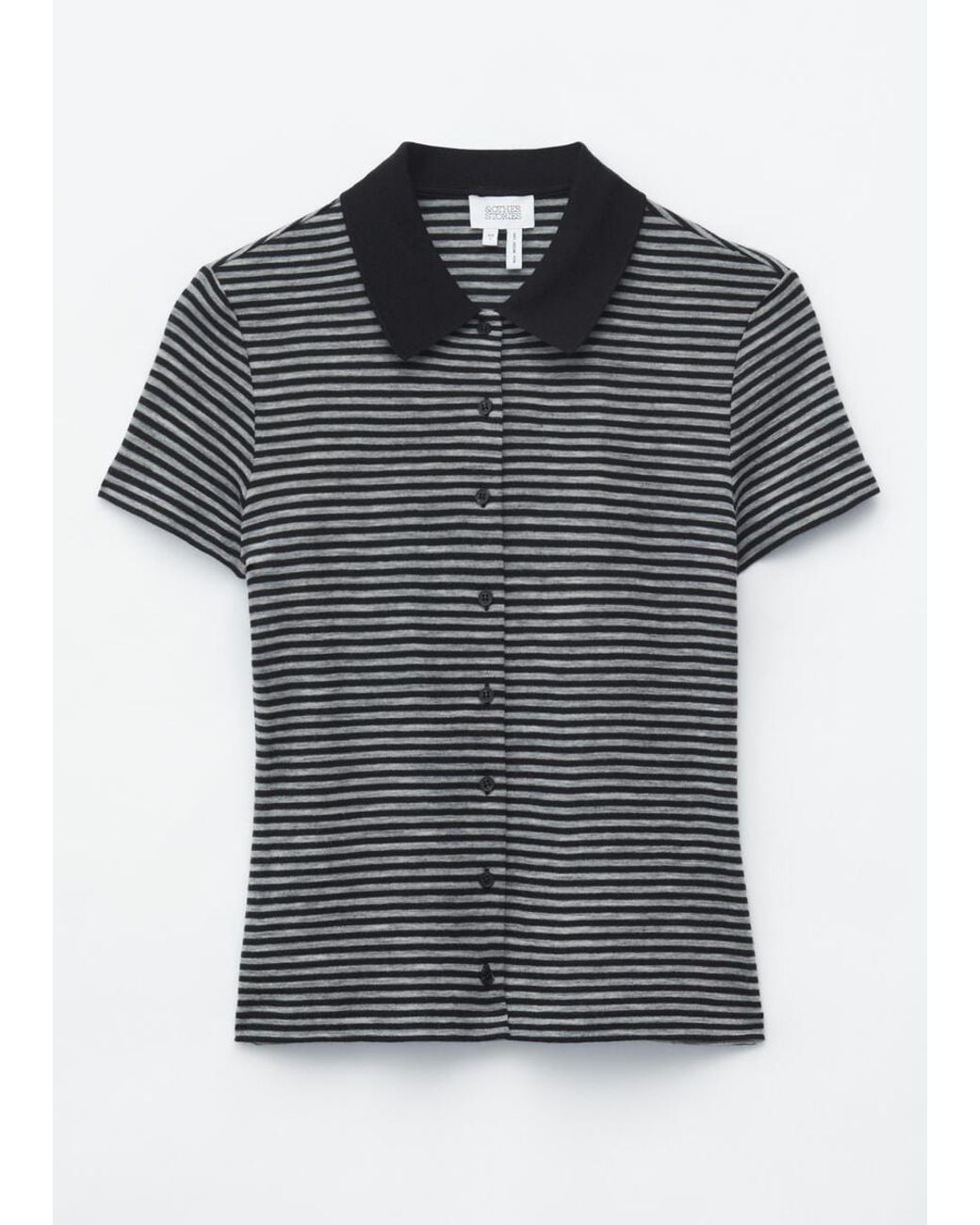 & Other Stories Blue Buttoned Jersey Top