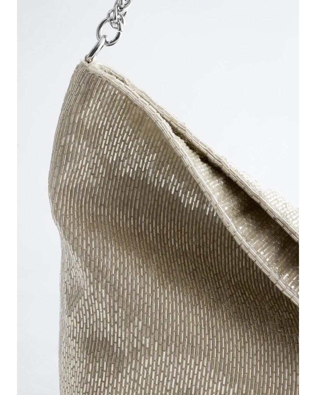& Other Stories White Mini Beaded Shoulder Bag