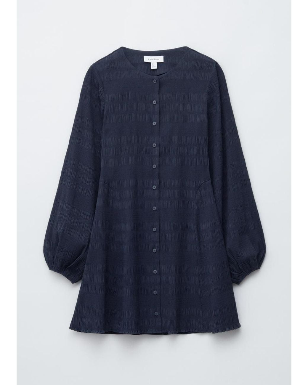 & Other Stories Blue Smocked Balloon-Sleeve Mini Dress