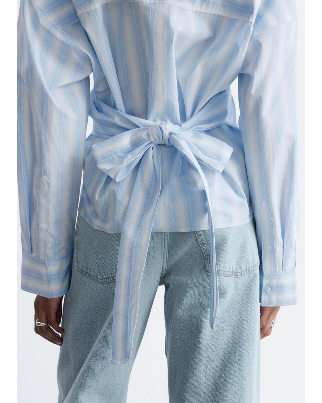 & Other Stories Blue Tie-Waist Cotton Shirt