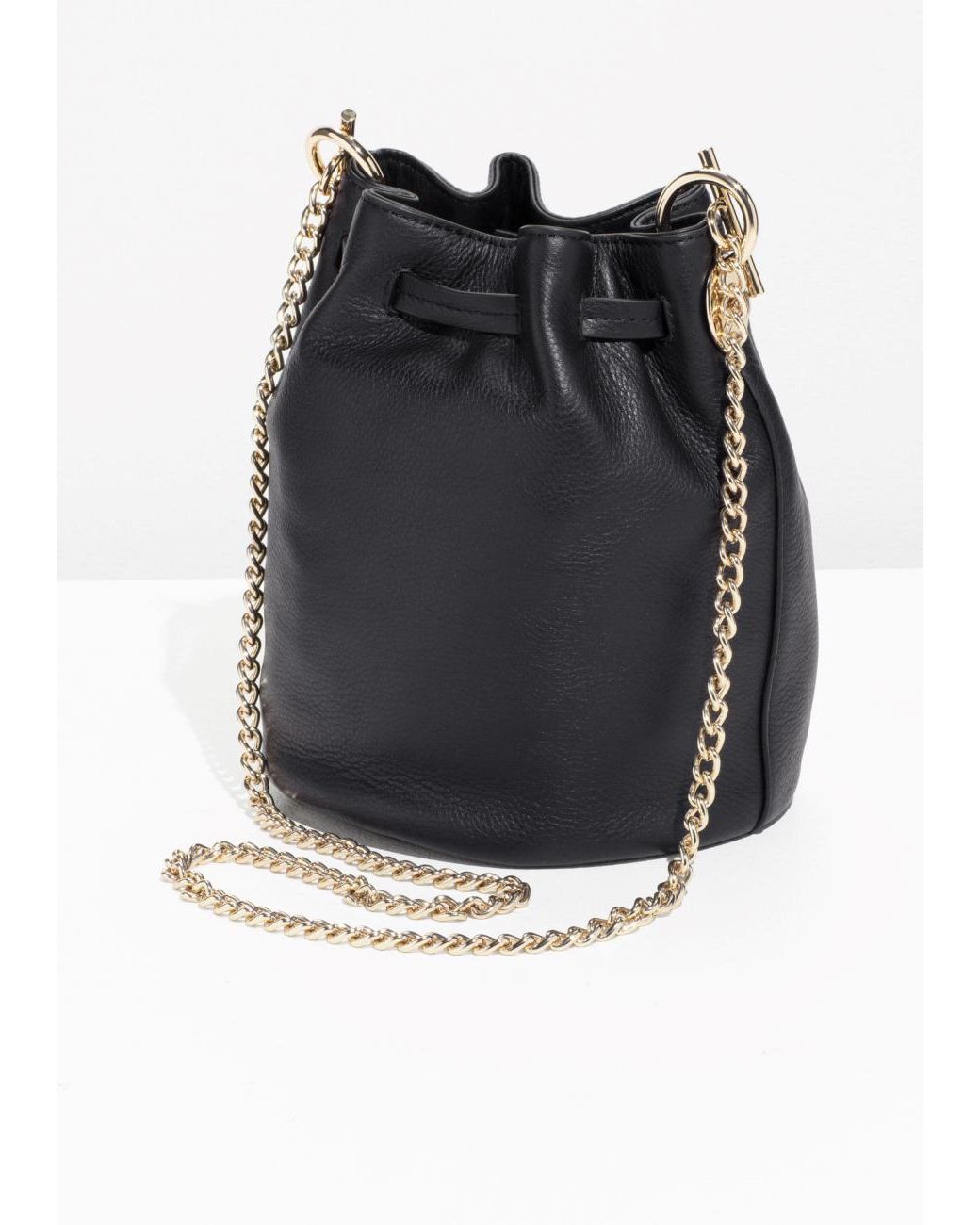 Mini Quilted Bucket Bag Chain Strap Black