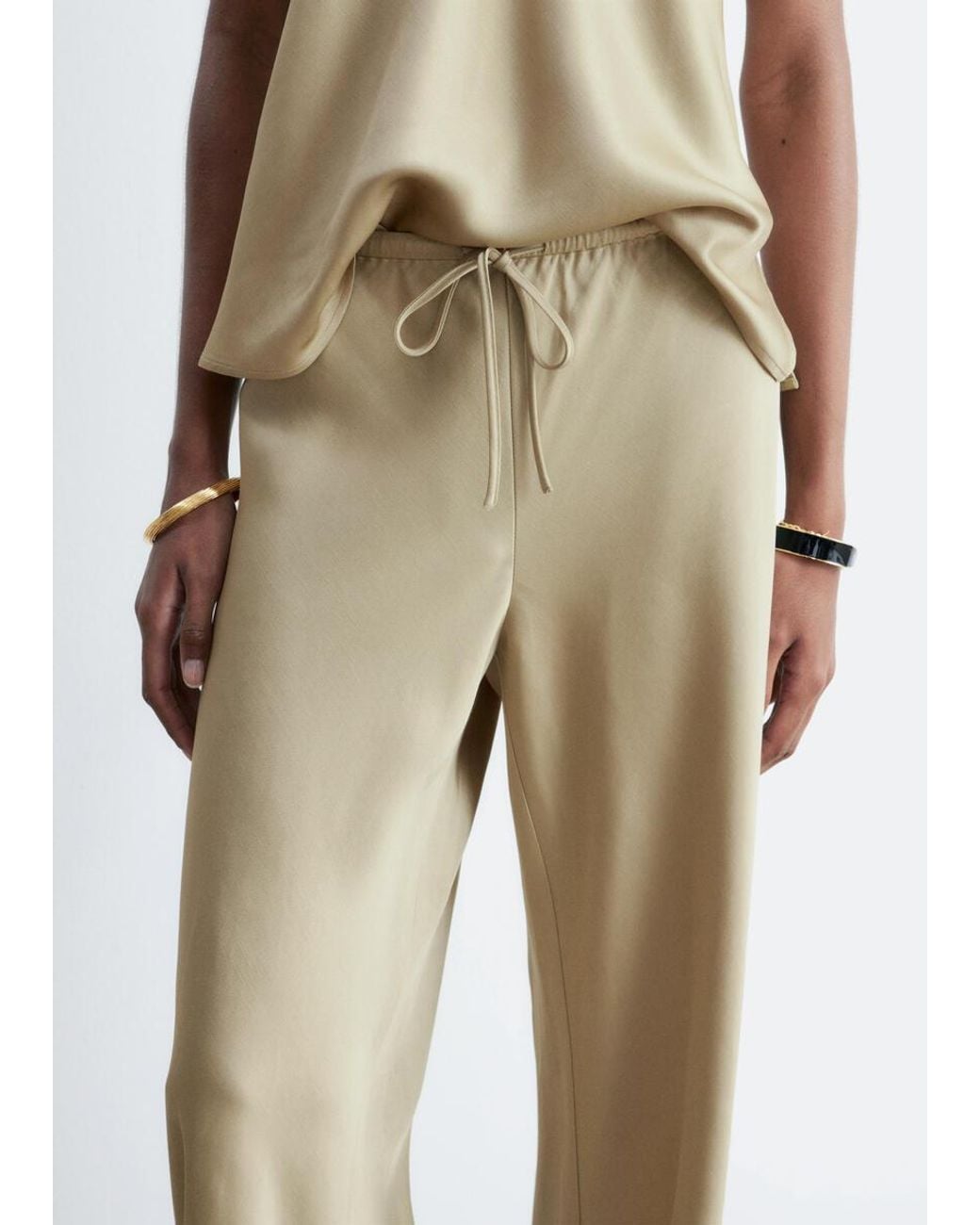 & Other Stories Natural Satin Pull-On Trousers