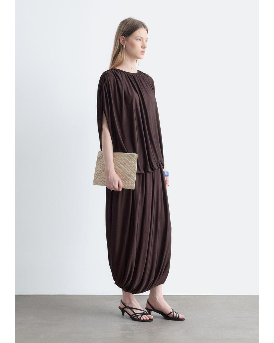 & Other Stories Brown Draped Jersey Top