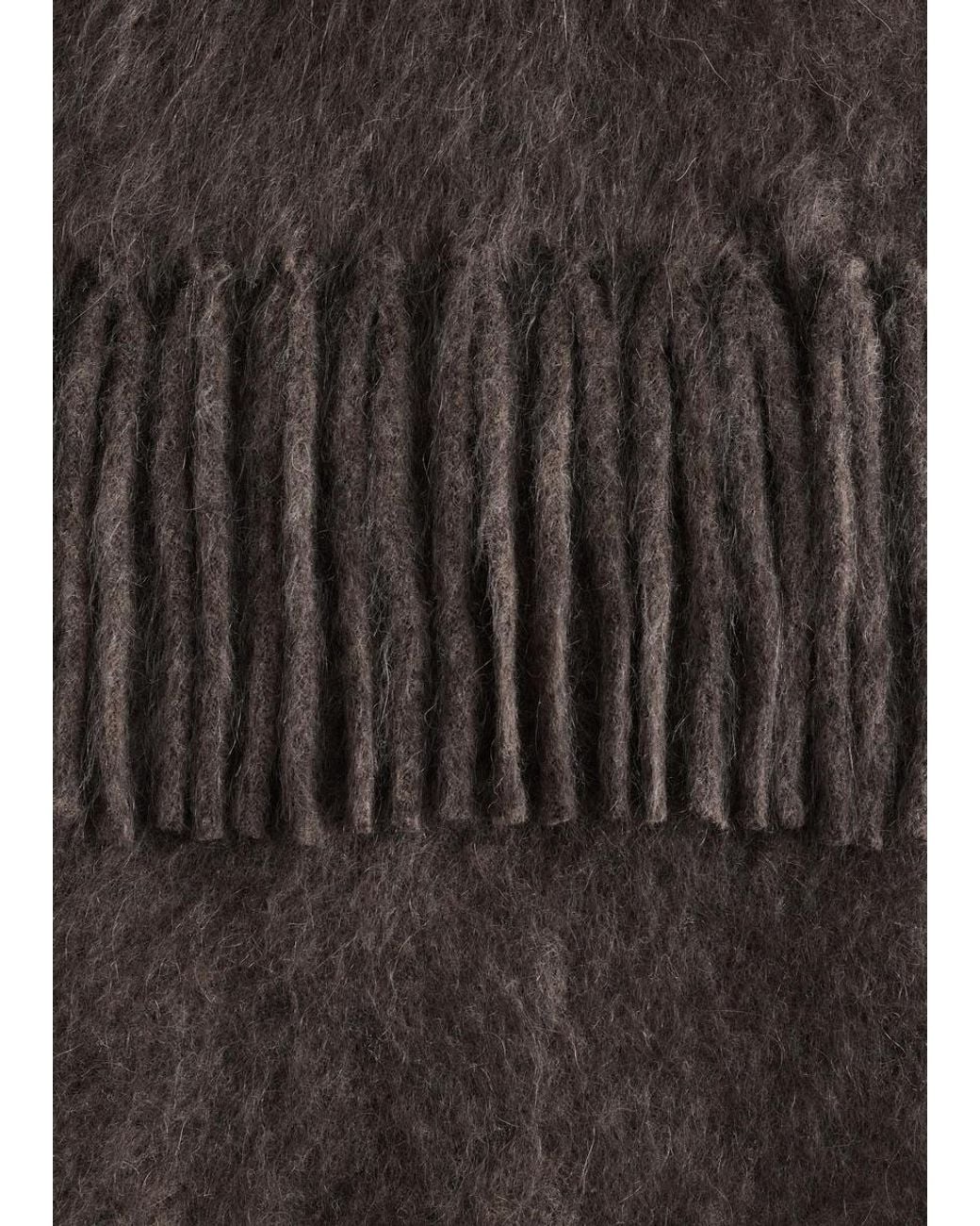 & Other Stories Gray Fringed Mohair Blend Scarf