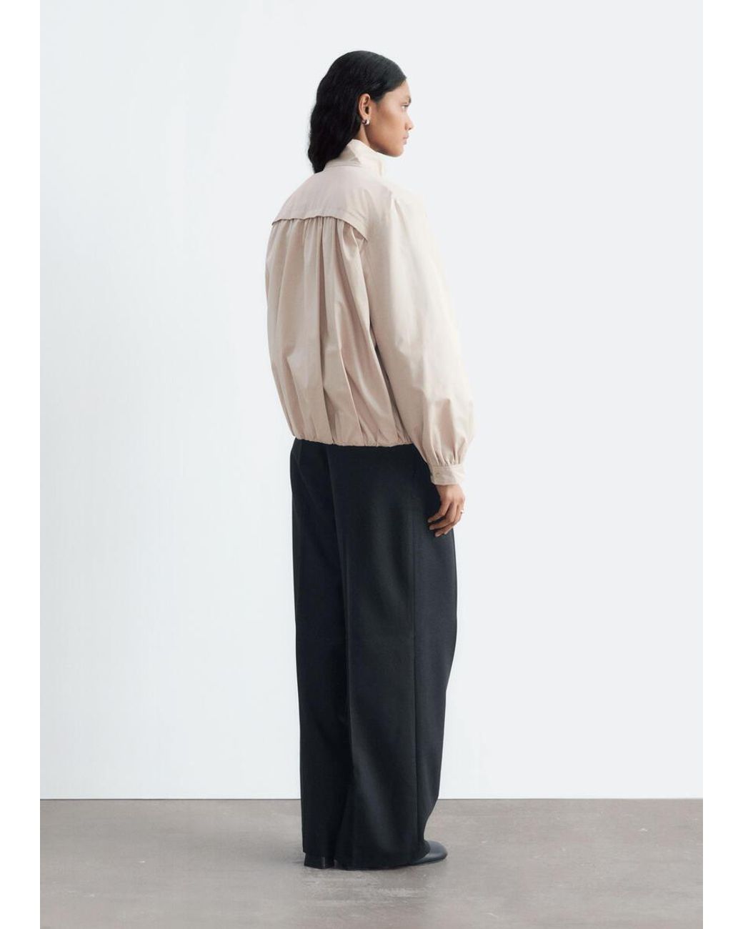 & Other Stories White Gathered Stand-Collar Jacket
