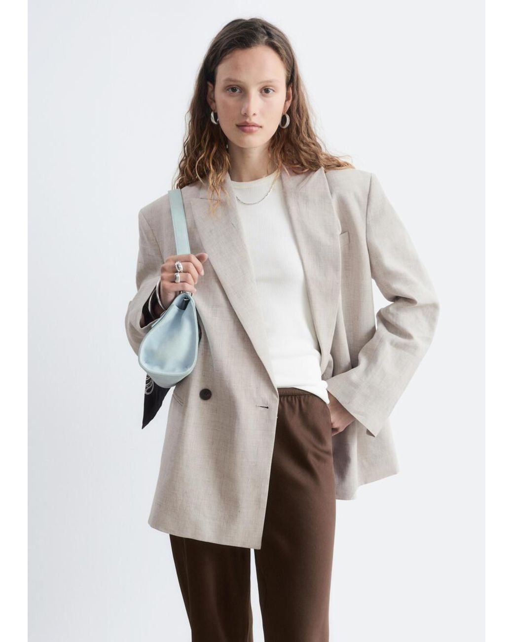 & Other Stories White Relaxed Cotton-Linen Blazer