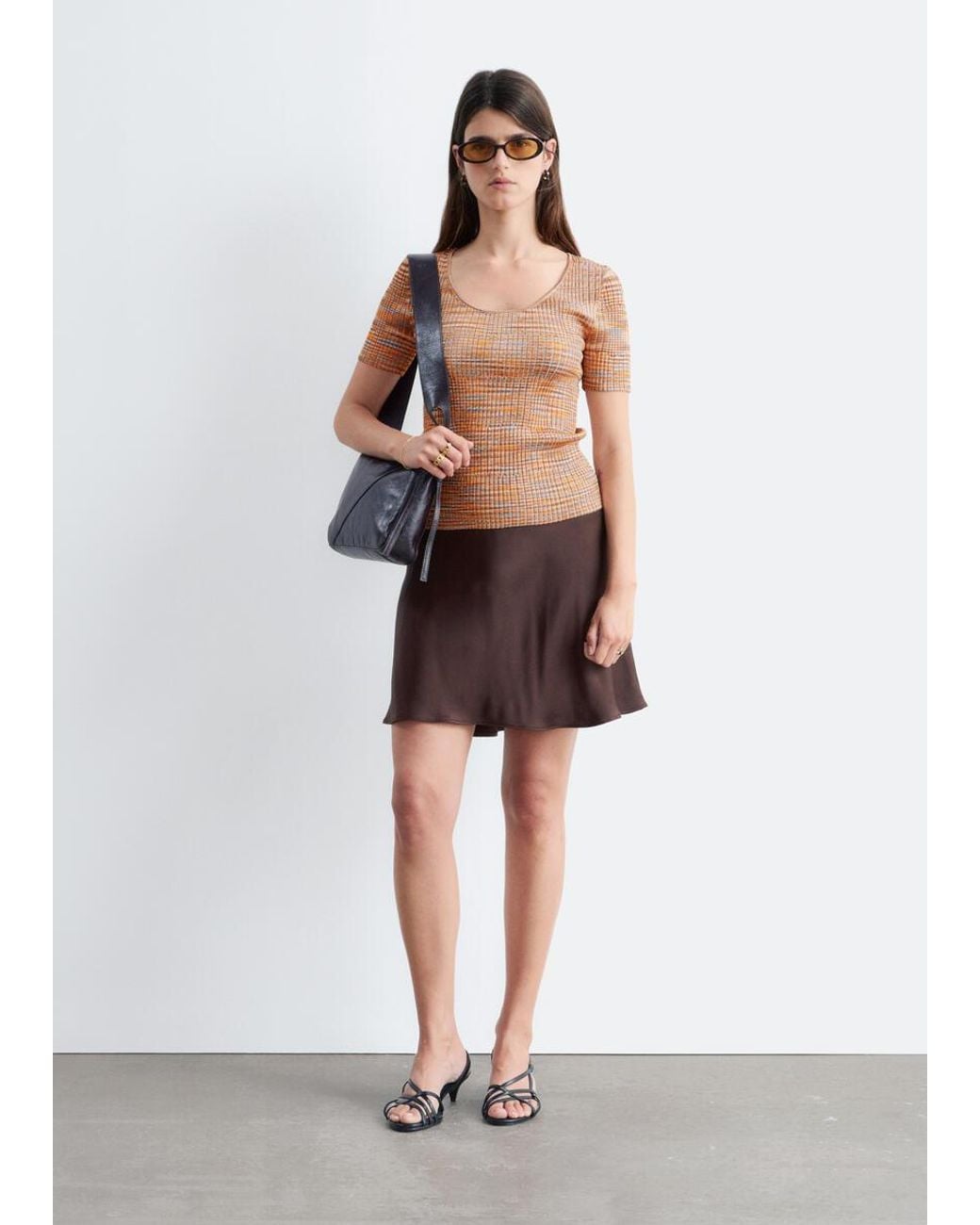 & Other Stories Brown Bias-Cut Mini Skirt