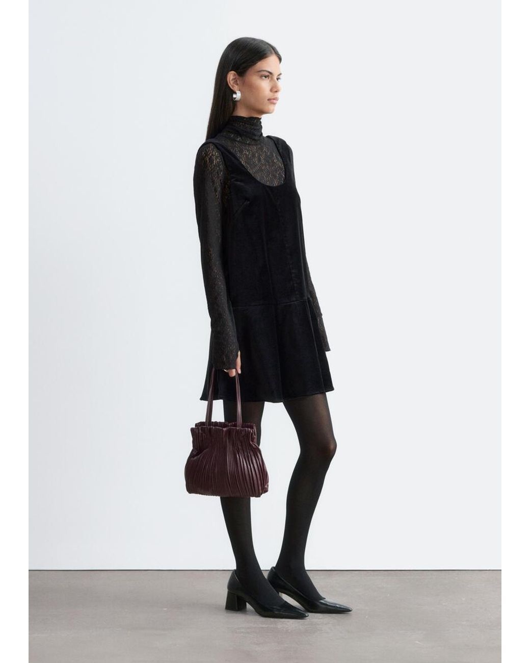 & Other Stories Black Velvet Mini Dress