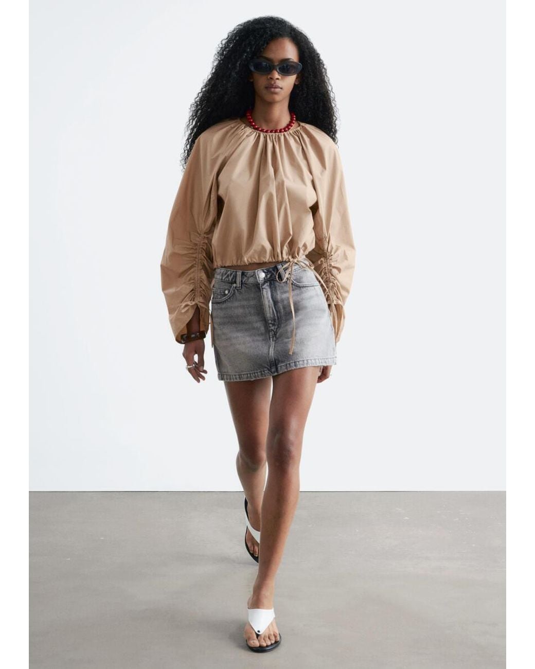 & Other Stories White Denim Mini Skirt