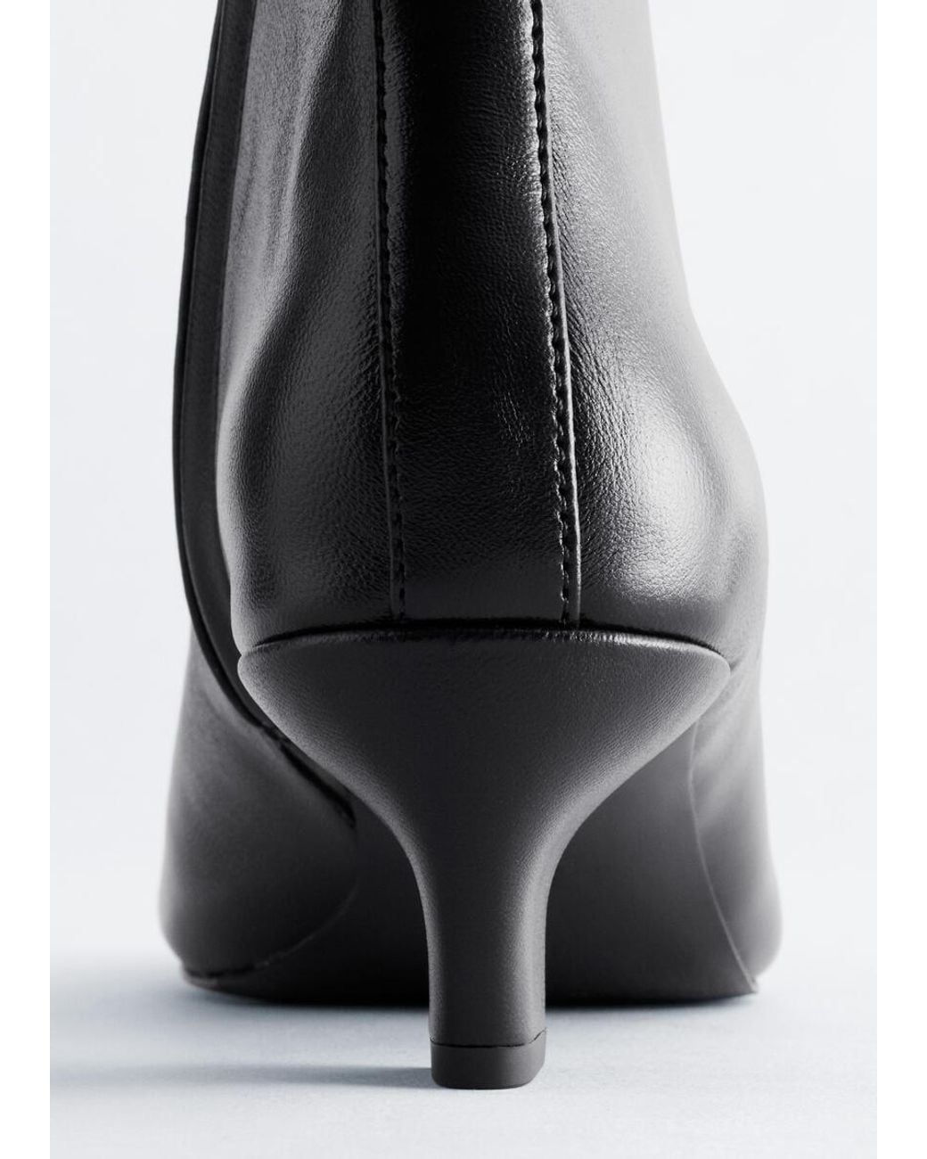 & Other Stories Black Kitten Heel Leather Ankle Boots