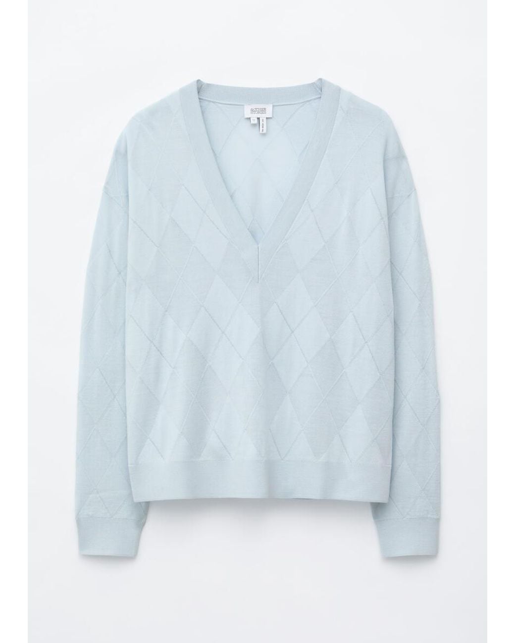 & Other Stories White Deep V-Neck Merino Wool Jumper