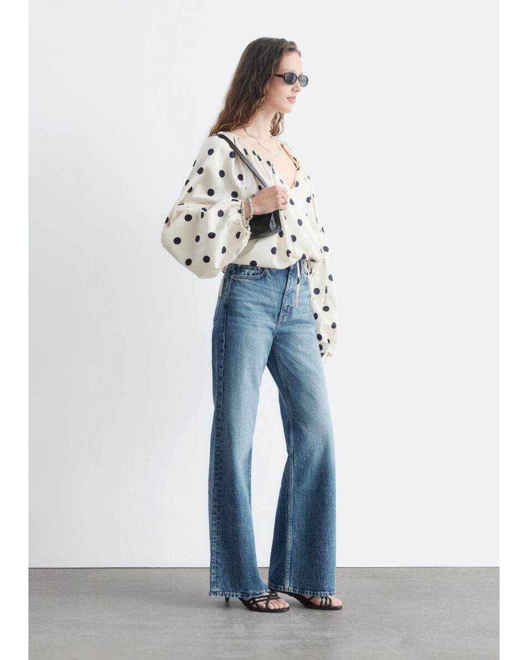 & Other Stories Blue Wrap Cotton Blouse