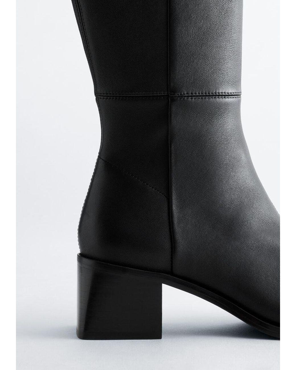 & Other Stories Black High-Shaft Leather Sock Boot