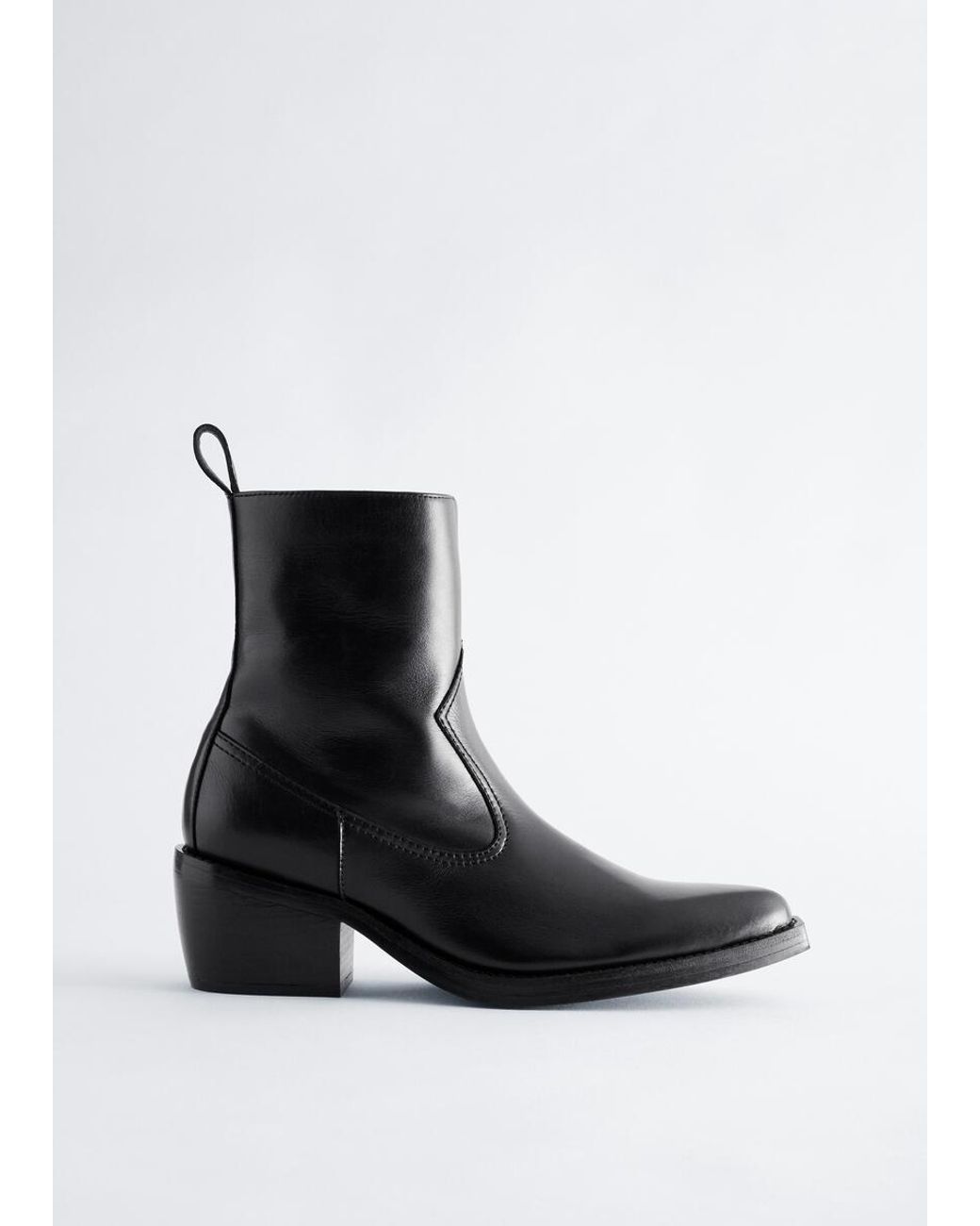 & Other Stories Black Leather Cowboy Boots