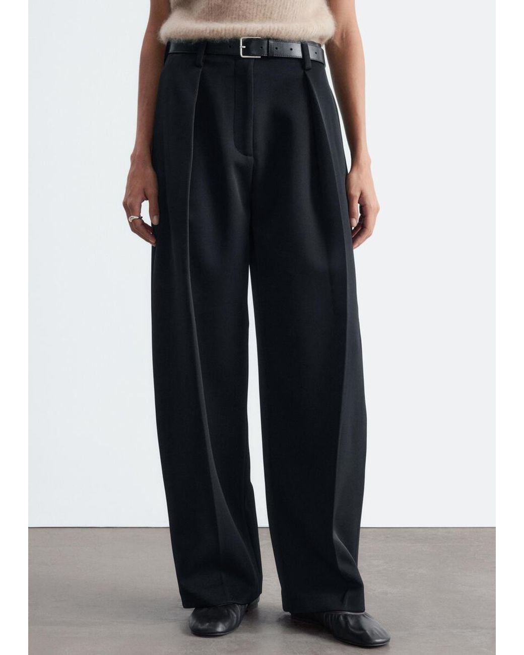 & Other Stories White Sculptural Pleat Trousers