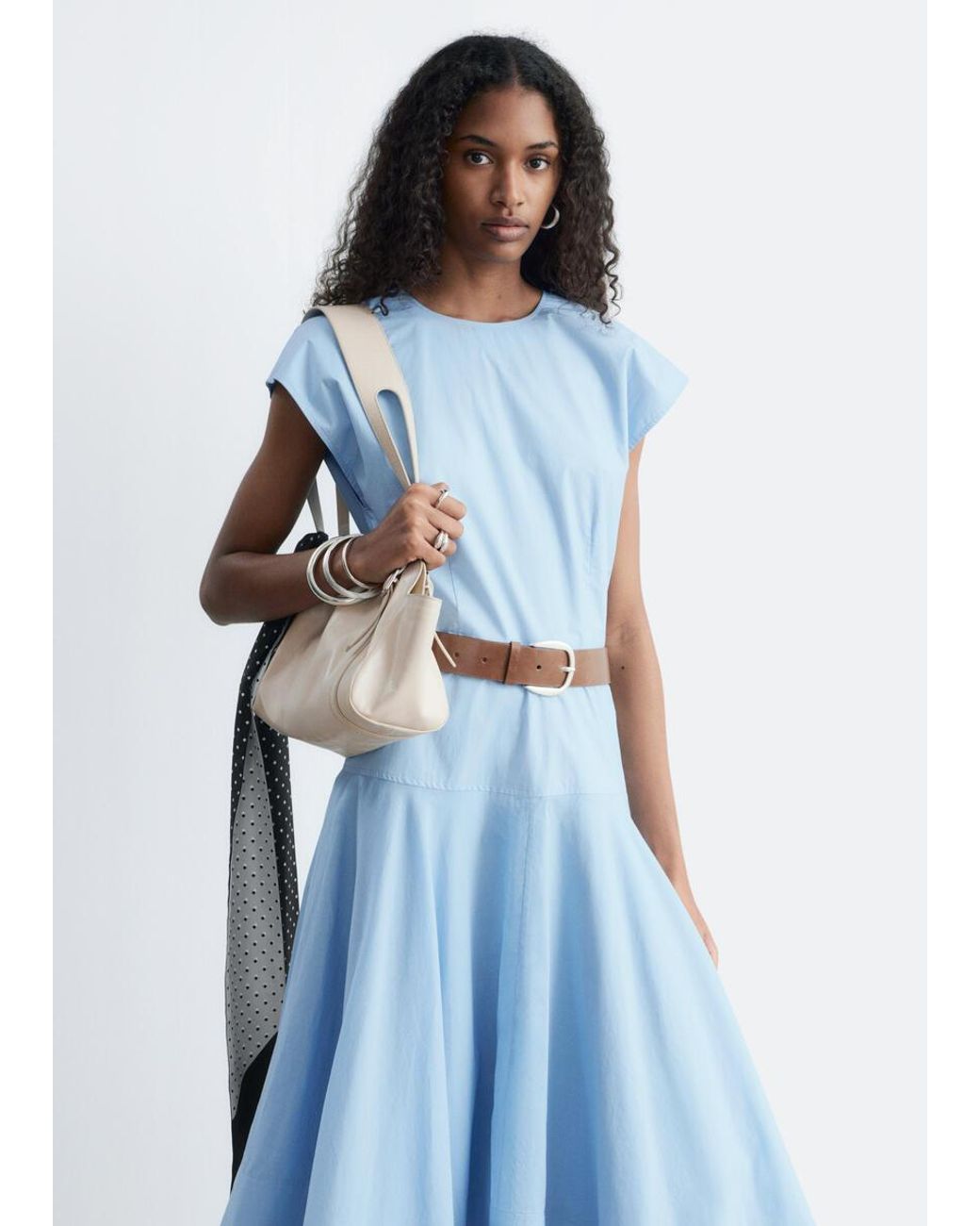 & Other Stories Blue Cotton Poplin Midi Dress
