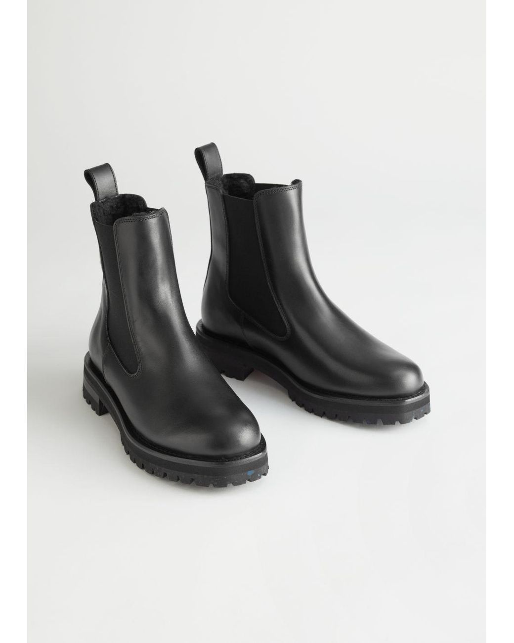 Teddy lined leather chelsea boots Clearance