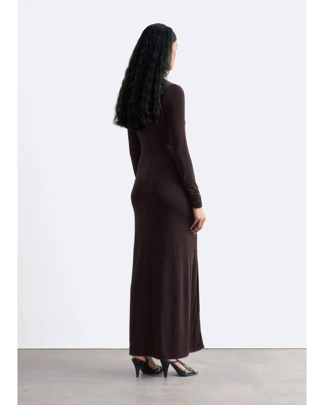 & Other Stories Brown Draped Waist Jersey Dress