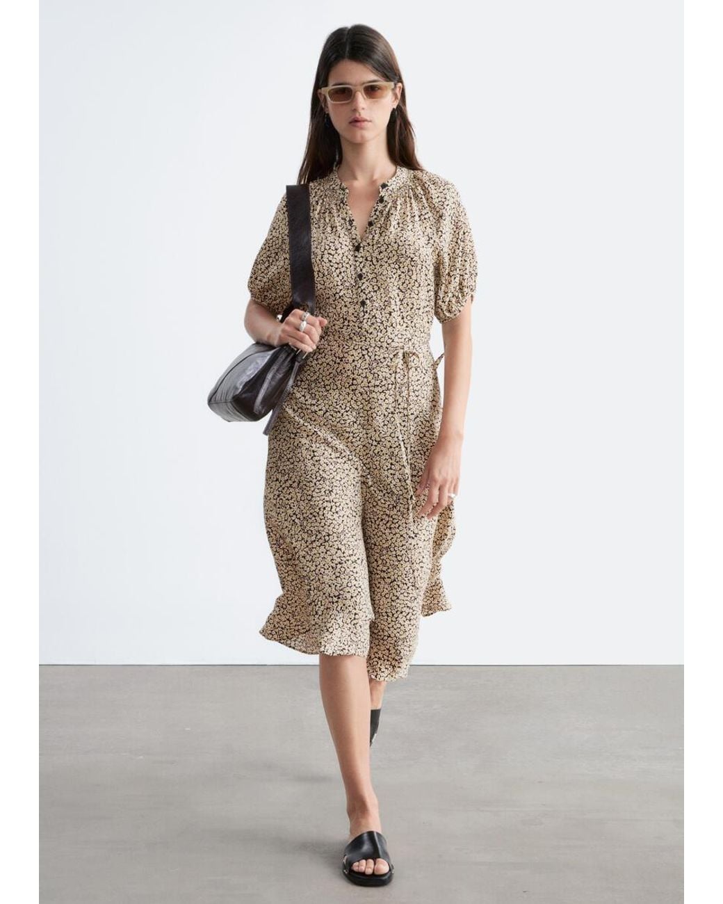 & Other Stories White Tie-Waist Midi Dress