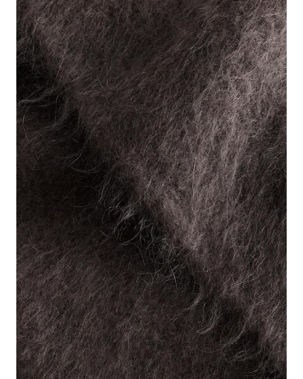 & Other Stories Gray Fringed Mohair Blend Scarf