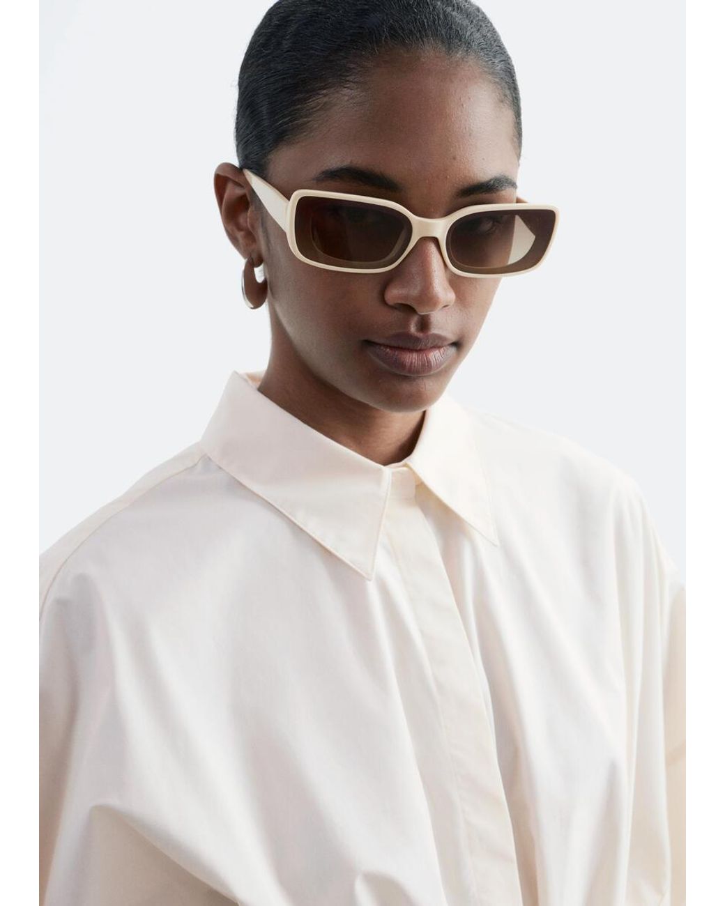 & Other Stories White Cotton Poplin Drawstring Shirt