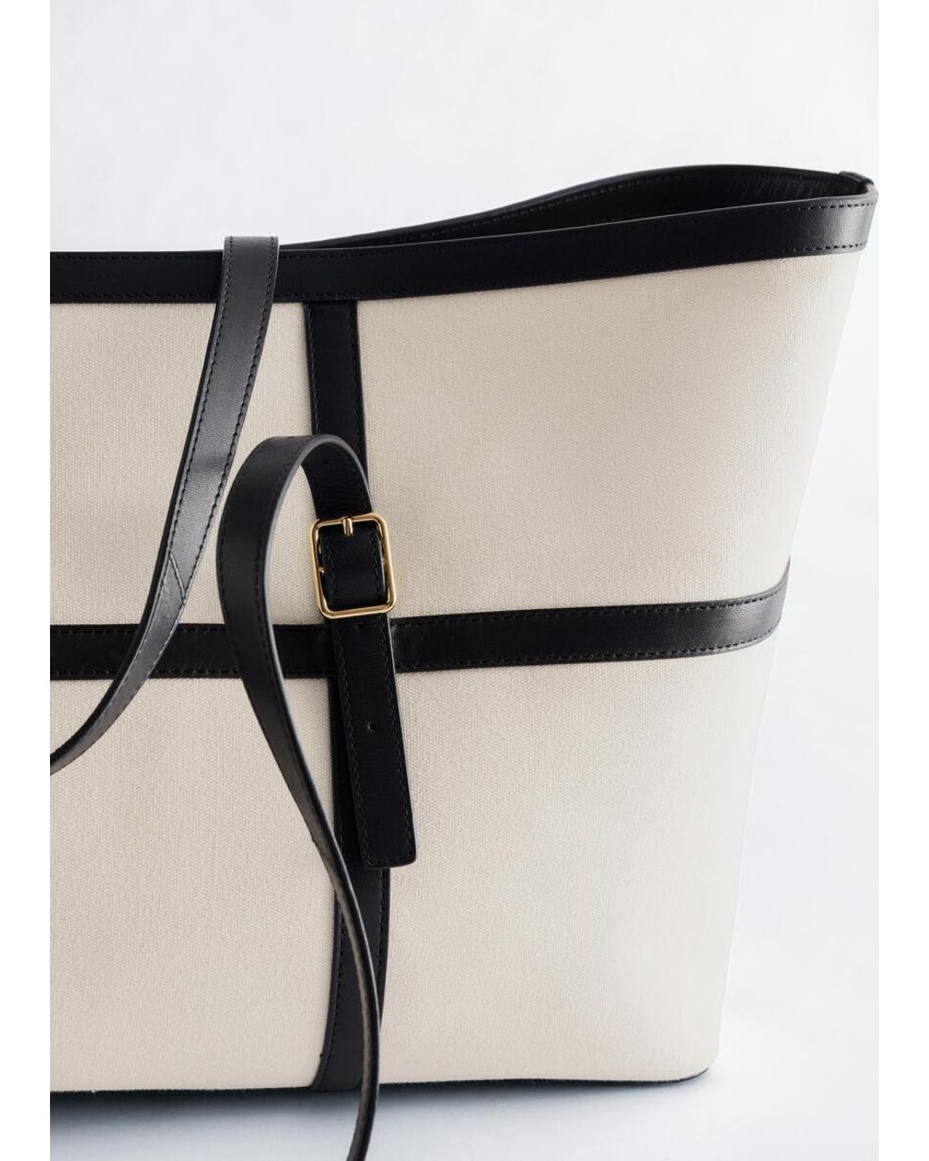 & Other Stories Natural Leather-Trimmed Canvas Tote Bag
