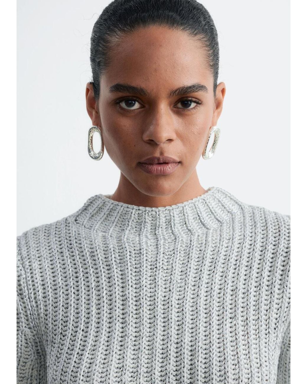 & Other Stories White Metallic Knit Top