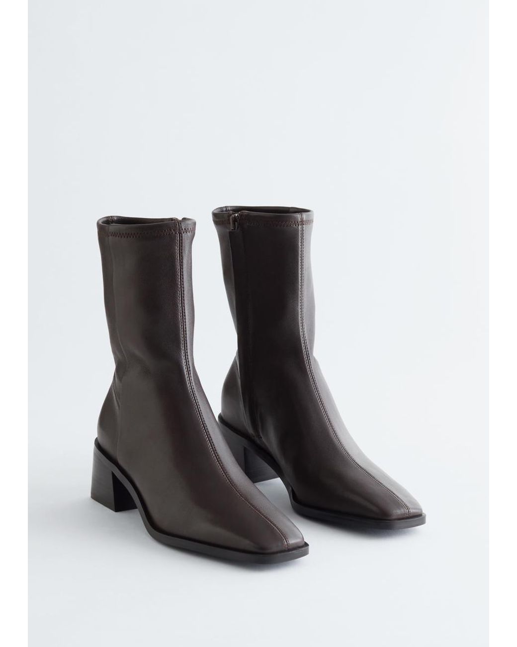 & Other Stories White Leather Sock Boots