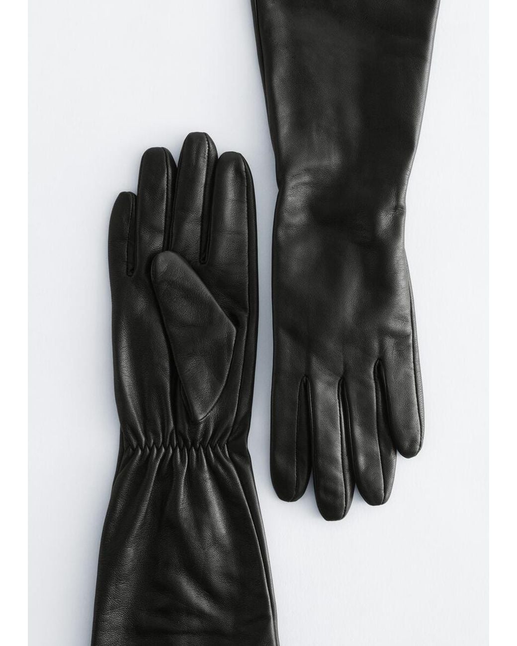 & Other Stories Black Long Leather Gloves