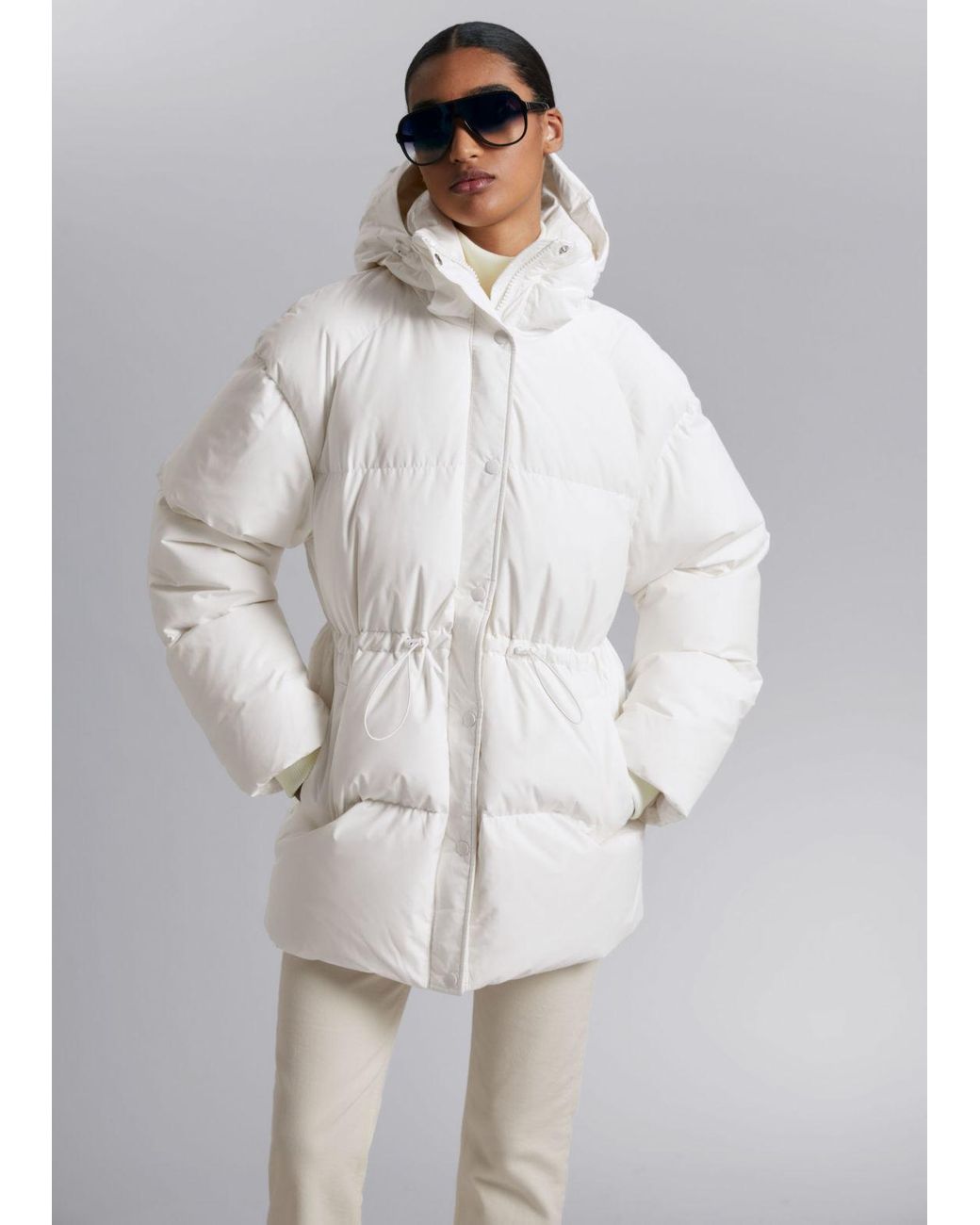 & Other Stories Oversized Hooded Down Puffer Jacket in White | Lyst