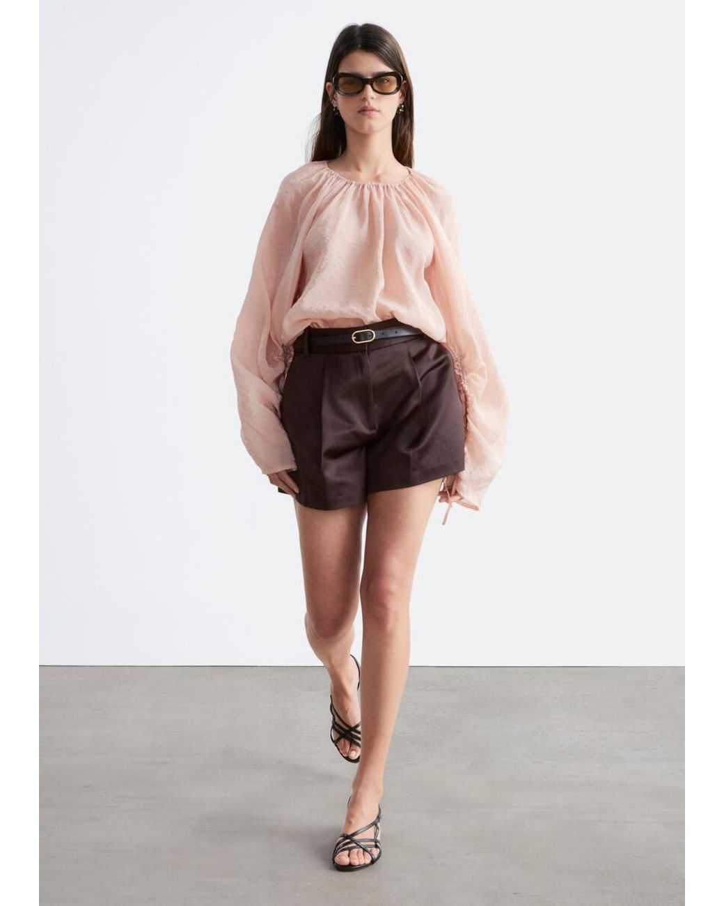 & Other Stories White A-Line Satin Shorts