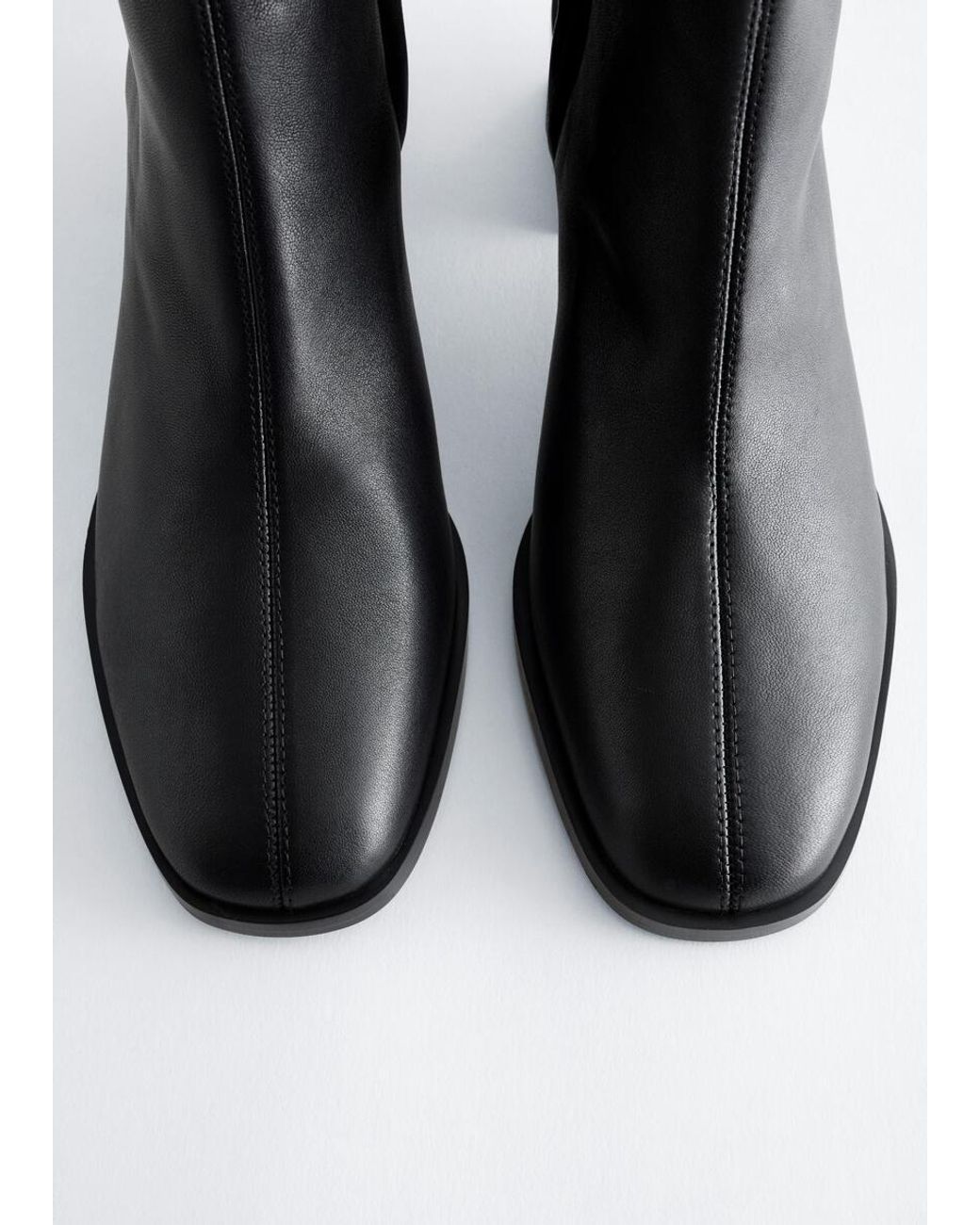 & Other Stories Black High-Shaft Leather Sock Boot