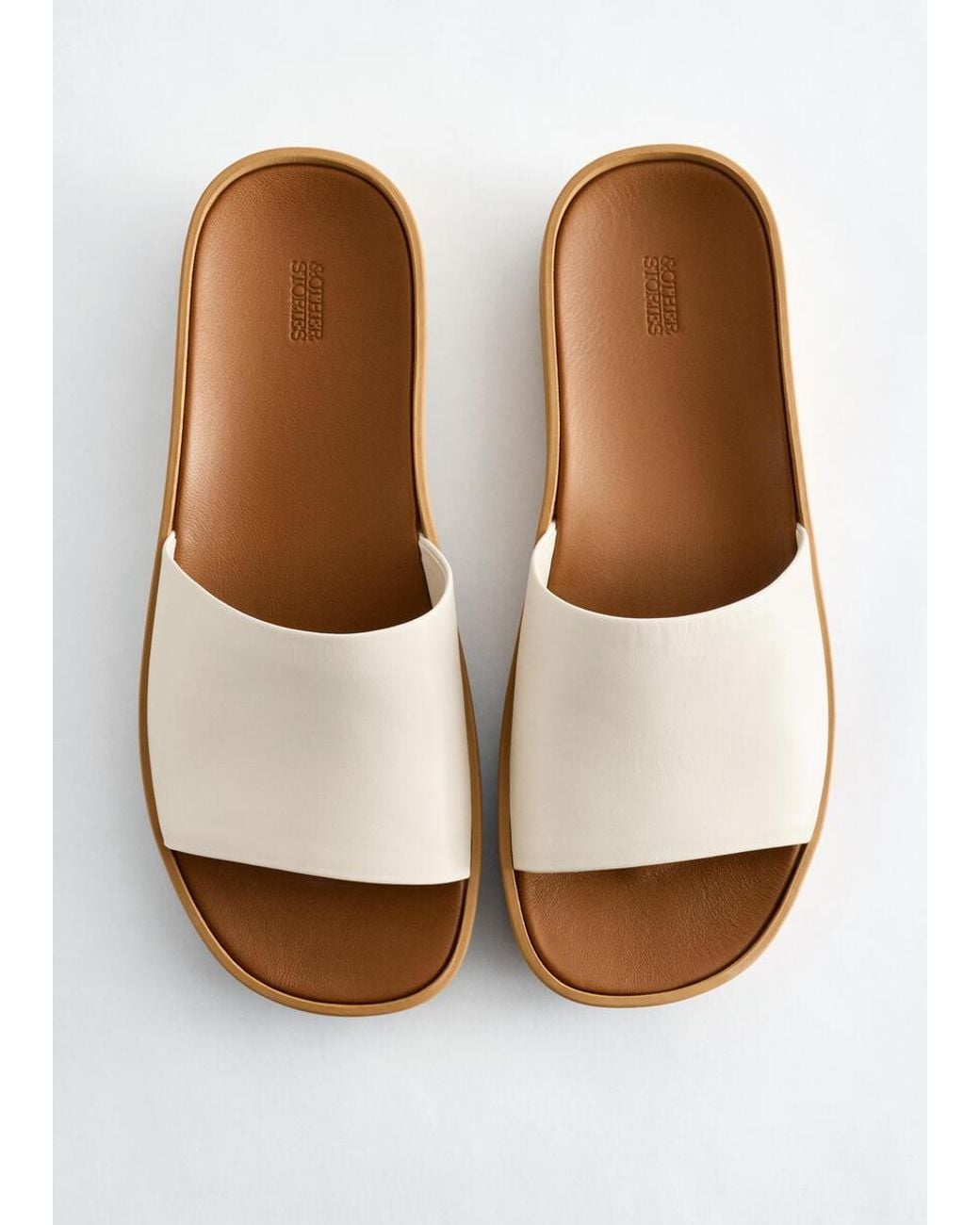 & Other Stories White Slip-On Leather Sandals