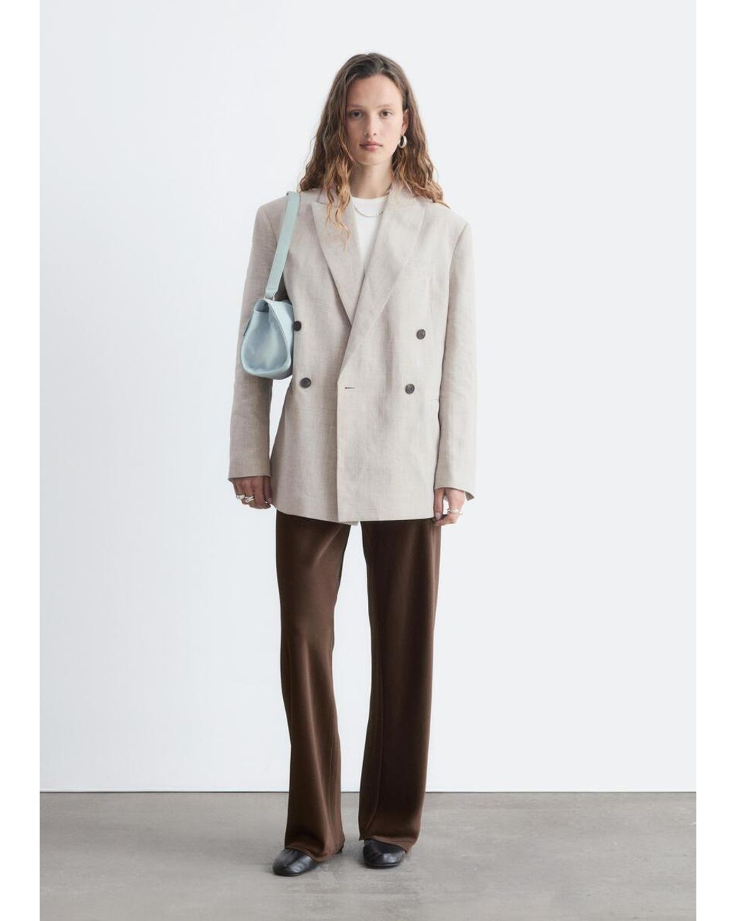 & Other Stories White Relaxed Cotton-Linen Blazer