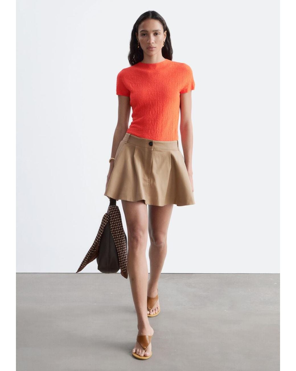 & Other Stories Red Mock-Neck Top